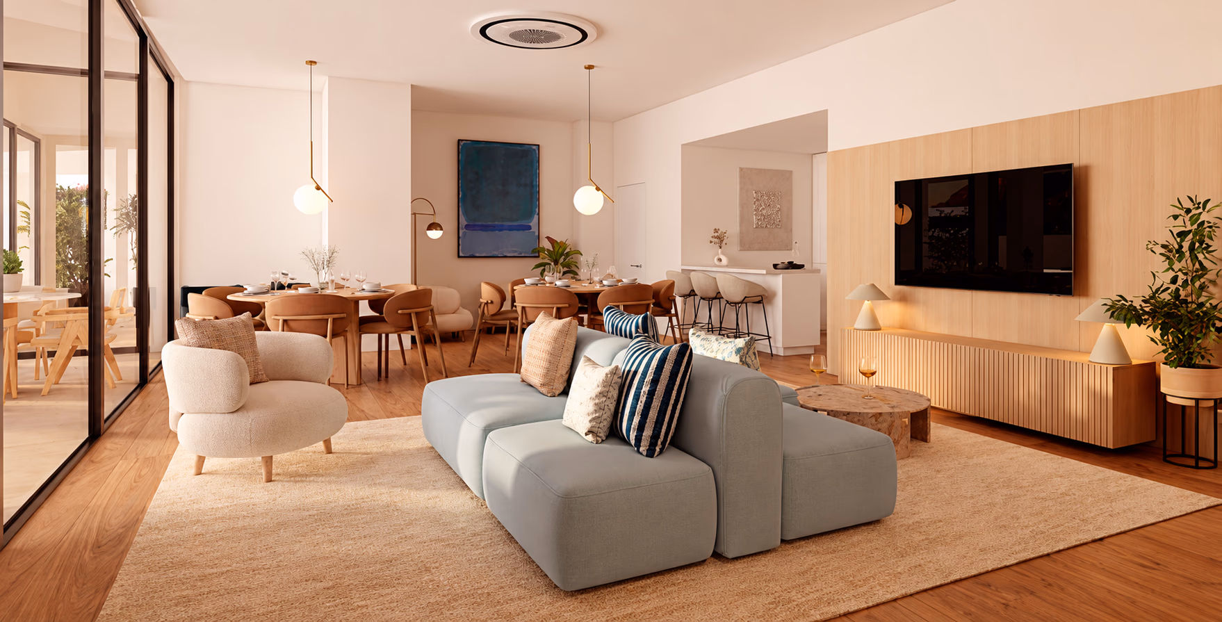 Otwarty salon z jadalnią, Las Brisas Living, La Cala de Finestrat