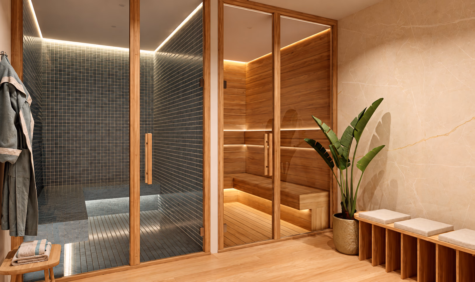 Strefa spa z łaźnią parową i sauną, Las Brisas Living