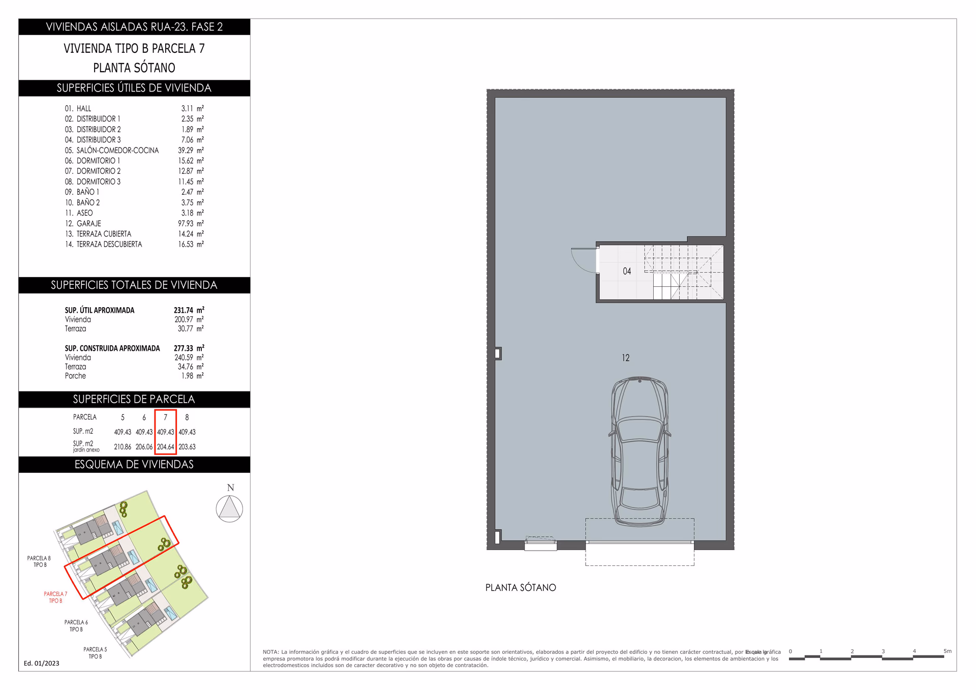 Kellergeschoss Grundriss mit Garage und Treppe Villa in Finestrat