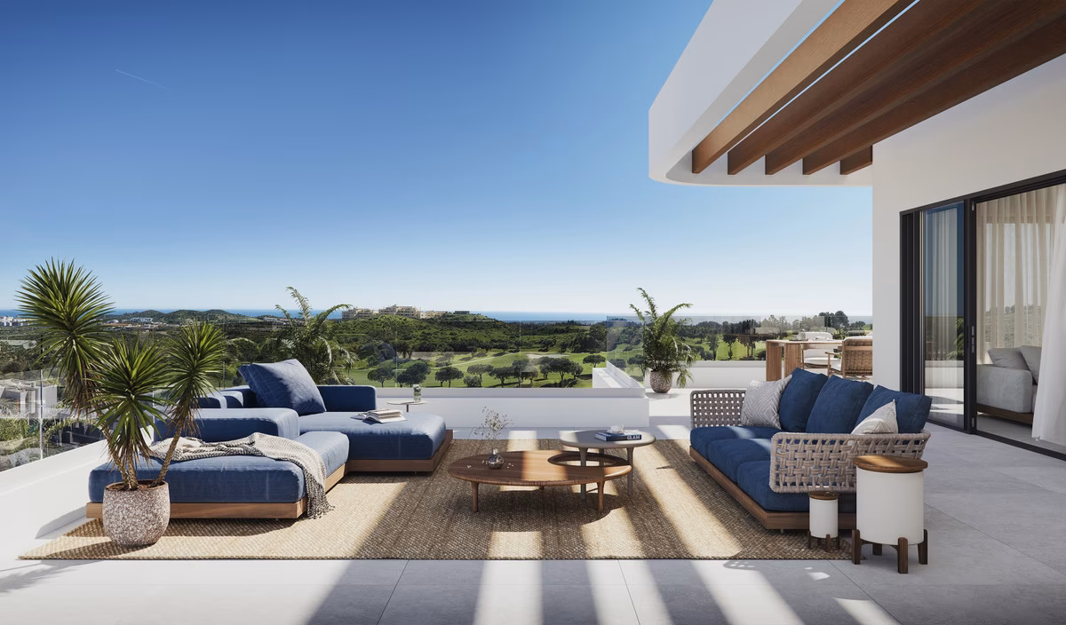 Covered terrace lounge above the fairways