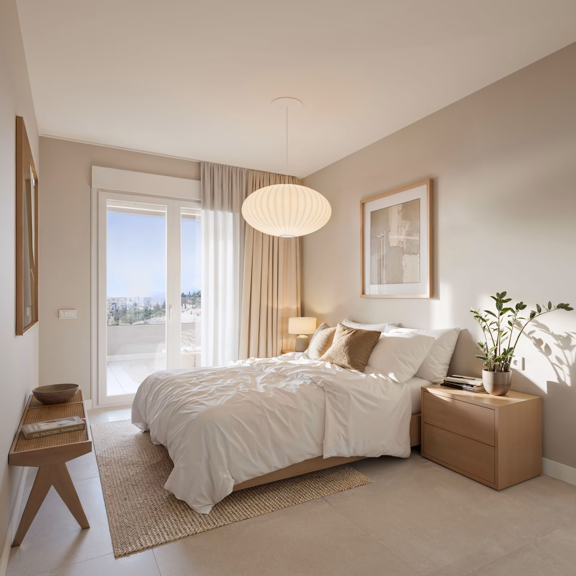 Chambre principale avec accès à la terrasse