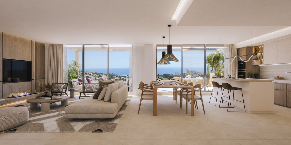 Salón-comedor con vistas al mar