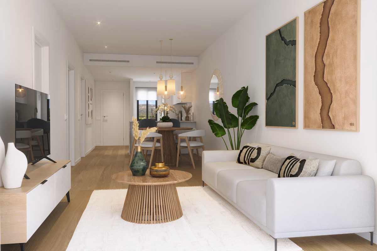 Living room with terrace access in an Alfaz Essence apartment
