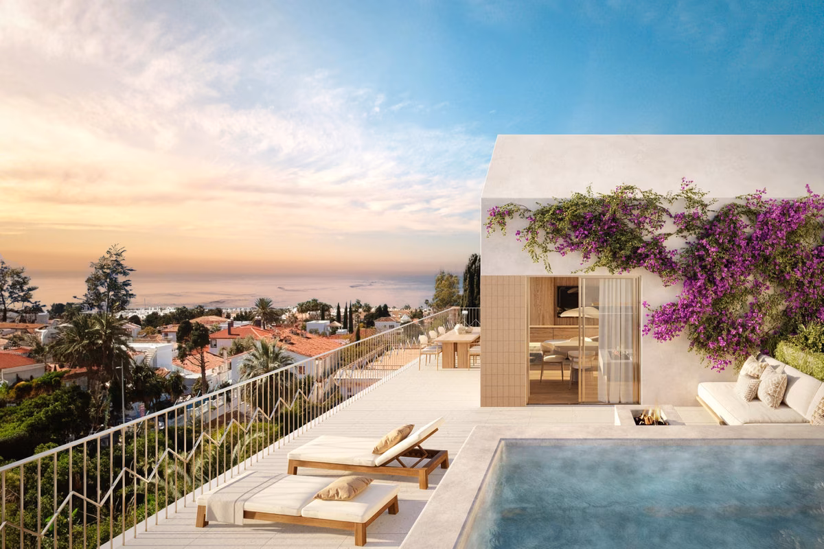 Penthouse-Terrasse mit Privatpool und Meerblick bei Art Marina, La Carihuela