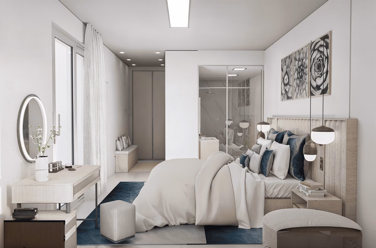 Dormitorio principal en una villa de Azure Breeze