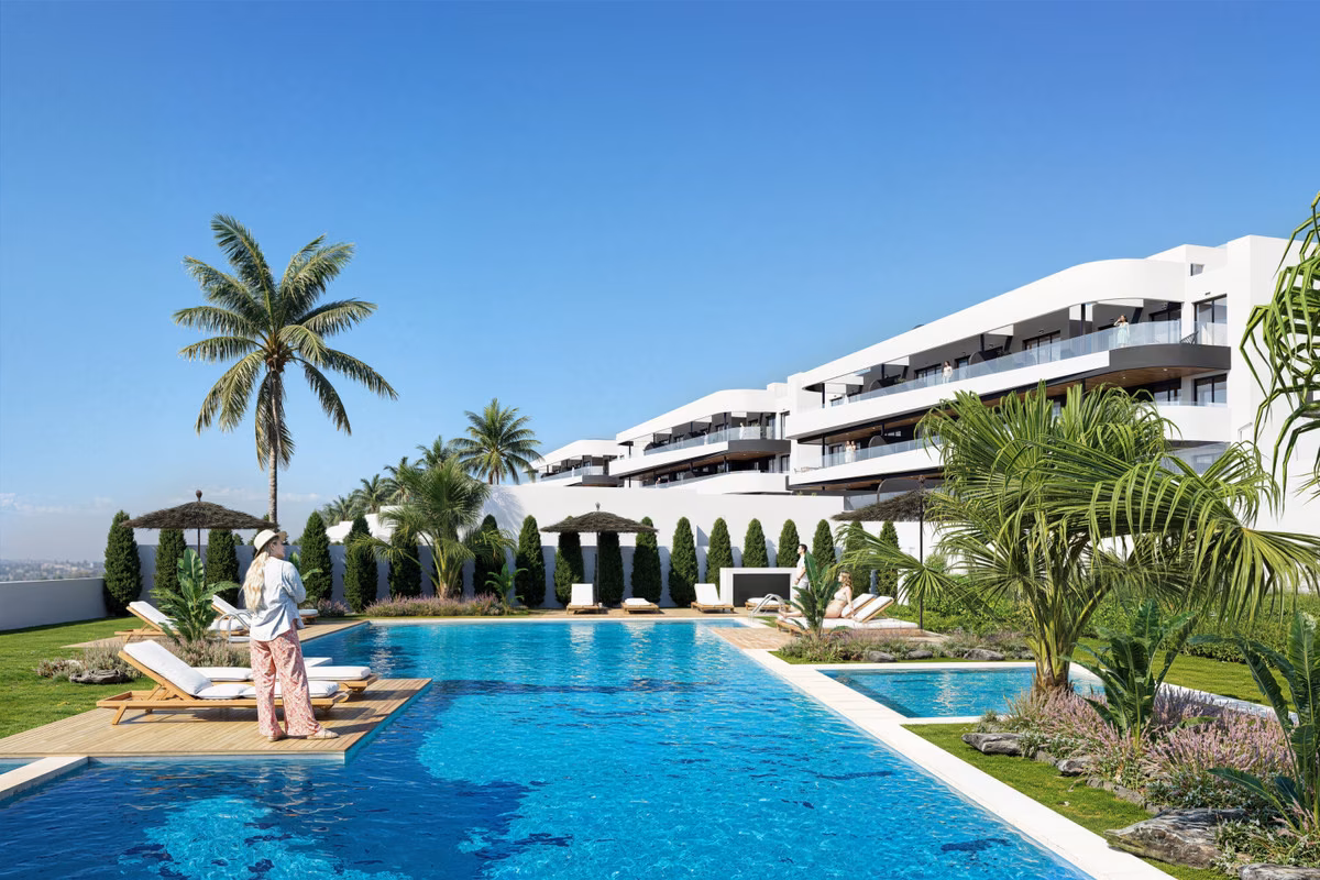 Communal pool in the landscaped garden