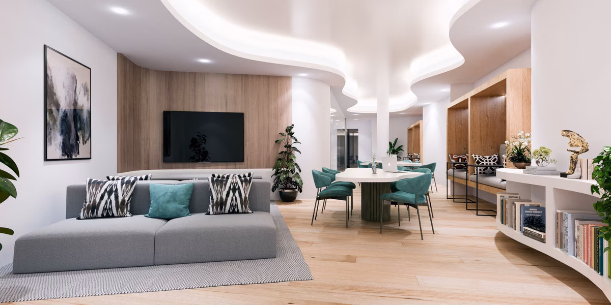 Helles Schlafzimmer mit Golfblick