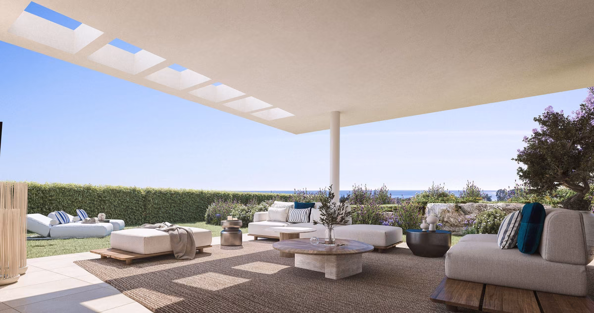 Ground-floor terrace opening onto a private garden at Capri, Estepona