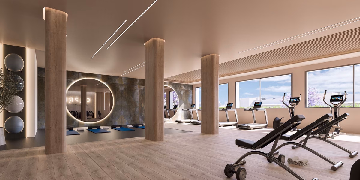 Gym with cardio and strength equipment at Capri, Estepona