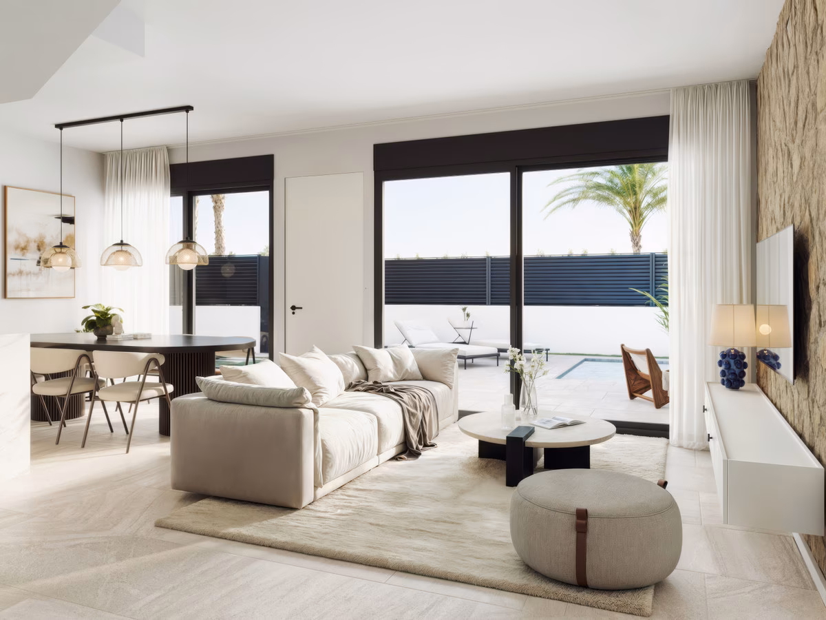 Bright living room with terrace access