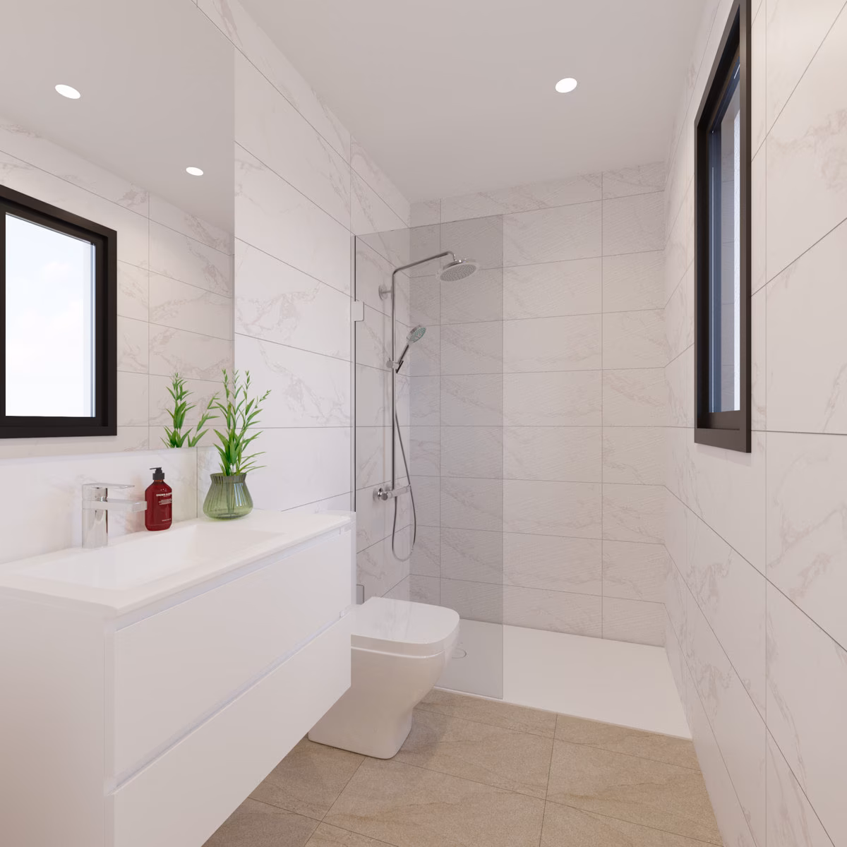 Salle de bains avec douche à l’italienne à Edificio Marcelina