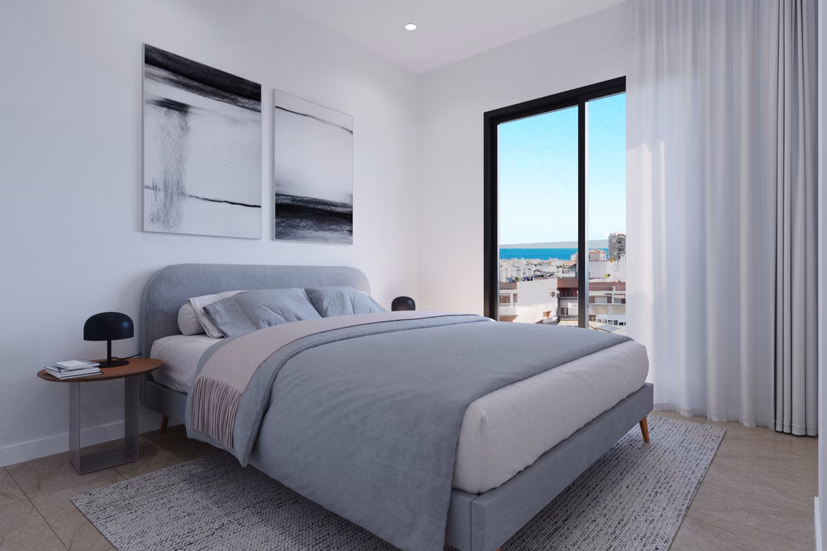 Chambre avec fenêtre et vue lointaine sur la mer à Edificio Marcelina