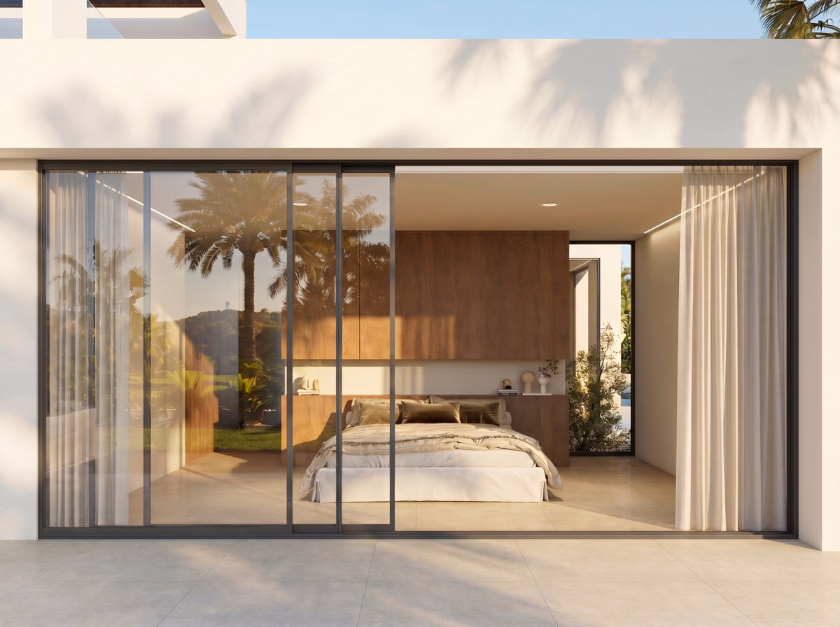 Master bedroom with golf views