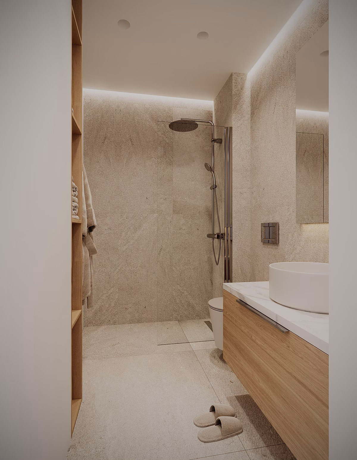 Douche à l’italienne avec pomme de tête