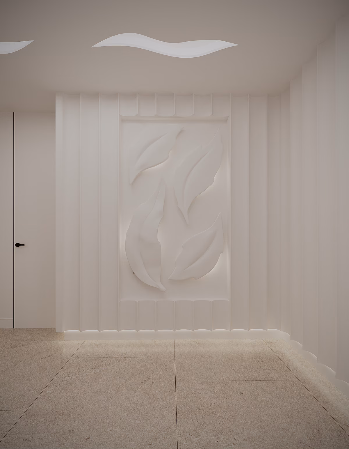 Hall d’entrée avec bas-relief en plâtre