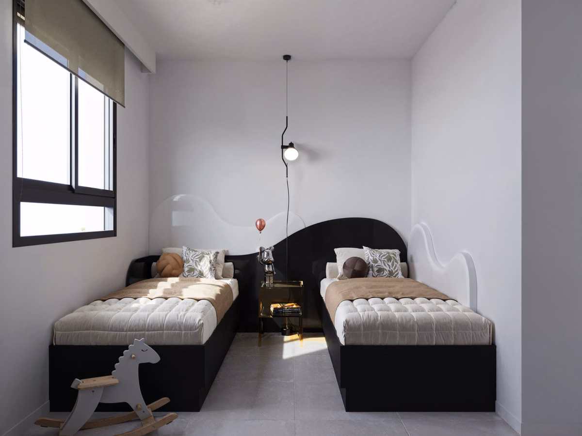 Twin bedroom in a Horizon II apartment