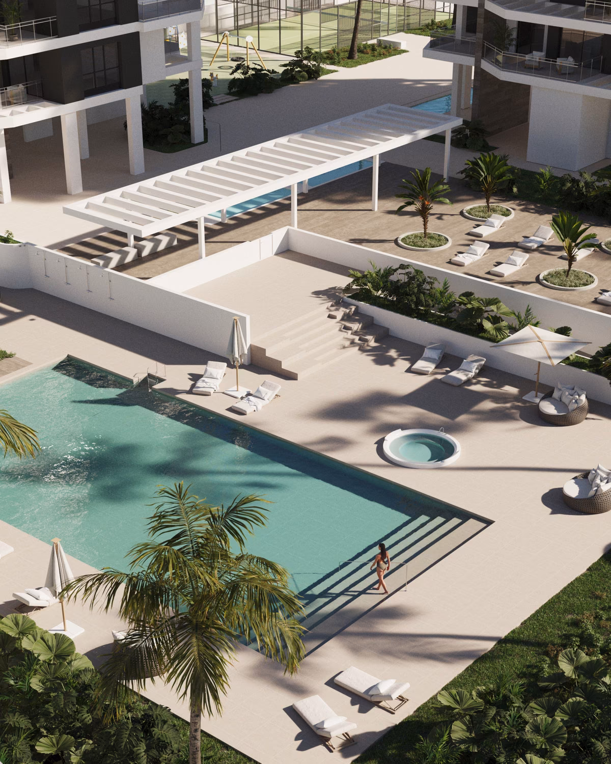 Gemeenschappelijk zwembad en loungehoek bij JADE 2, Calpe