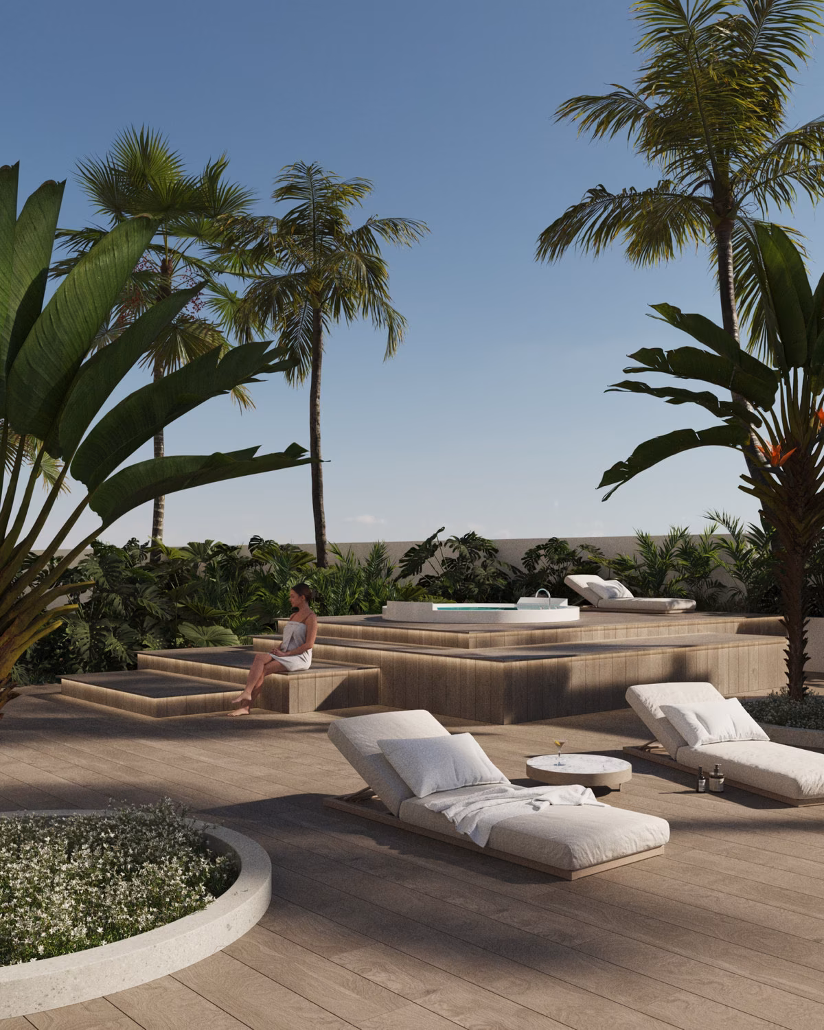 Daksolarium met palmen bij JADE 2, Calpe