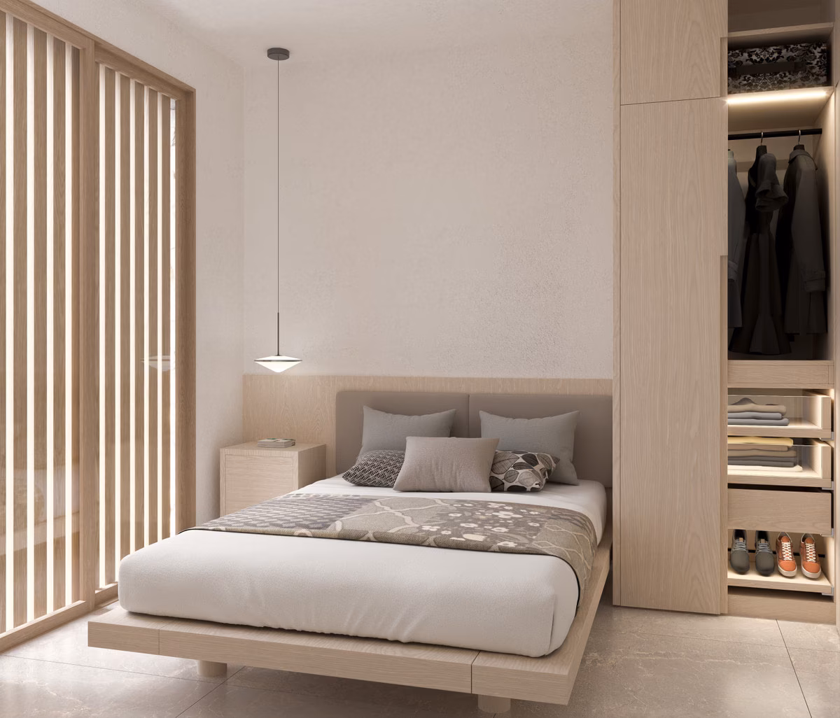 Schlafzimmer mit Einbauschränken in Kristina Views