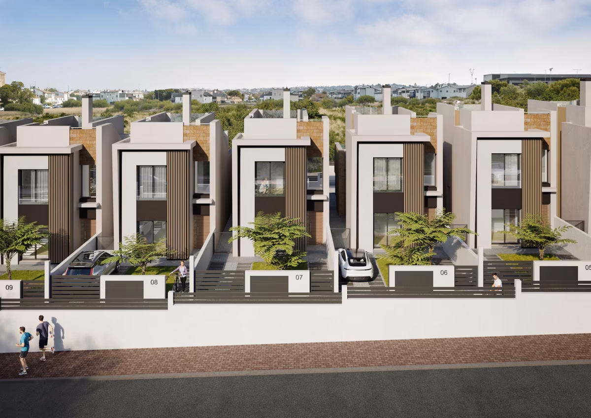 Street view of the villas with their front gardens at La Gomera Star