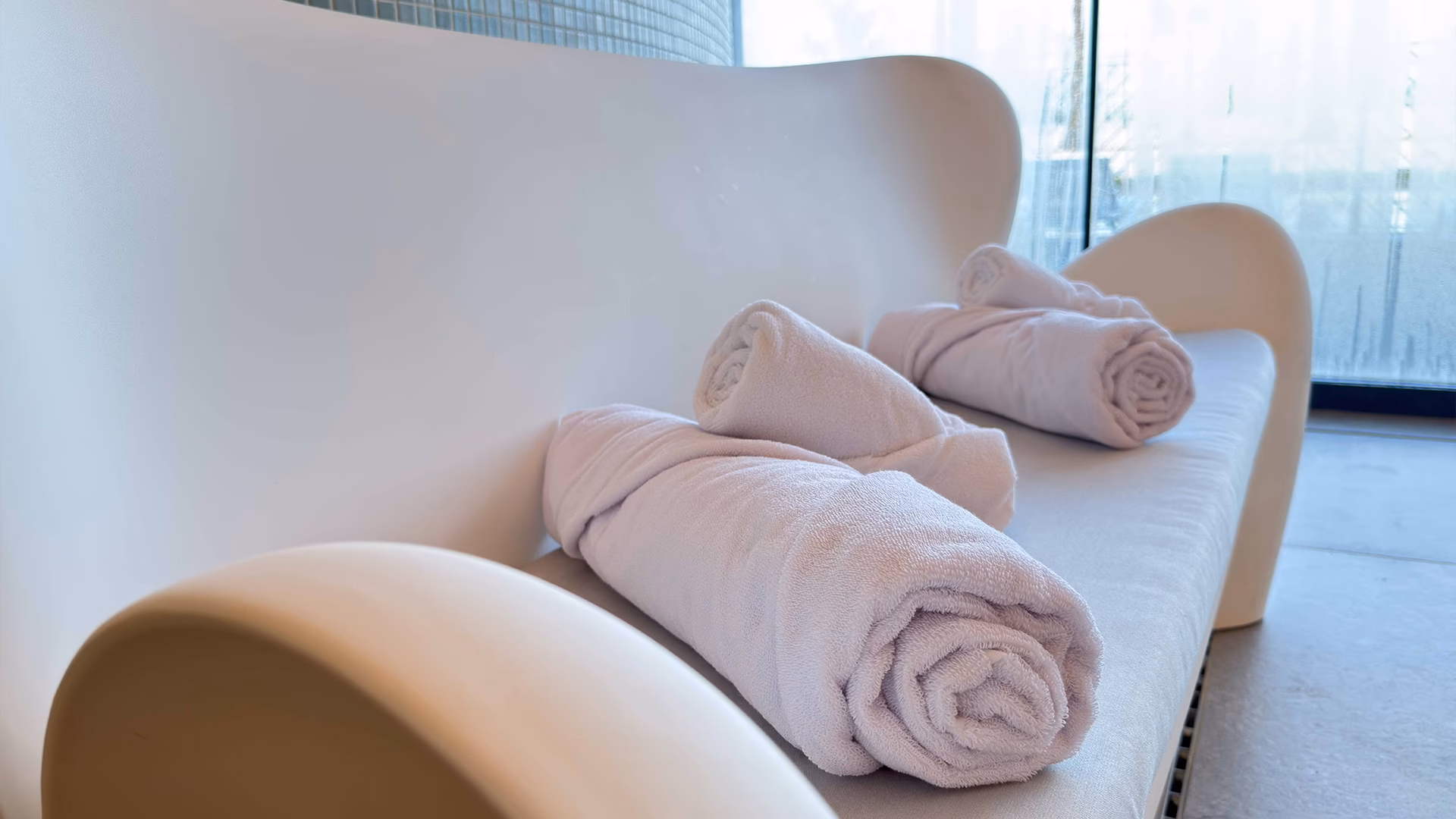 Rolled towels in the spa