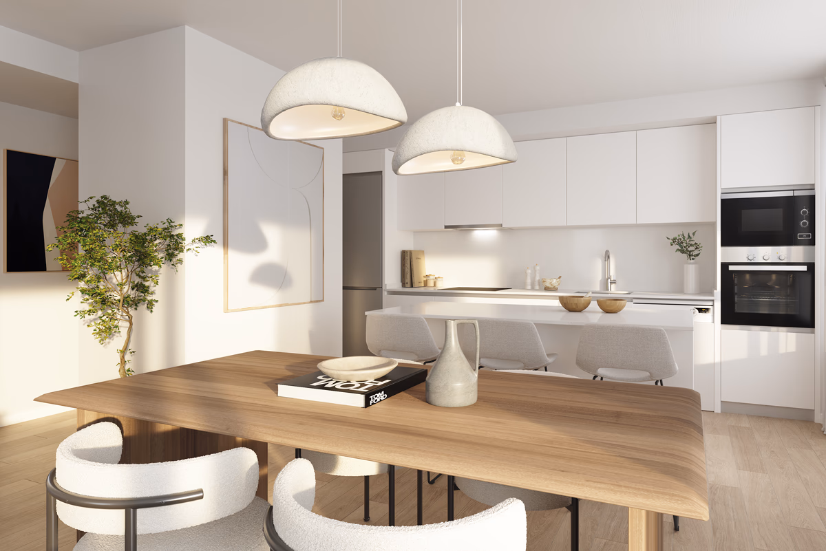 Кухня-гостиная в квартире Lagune Homes со свободной планировкой