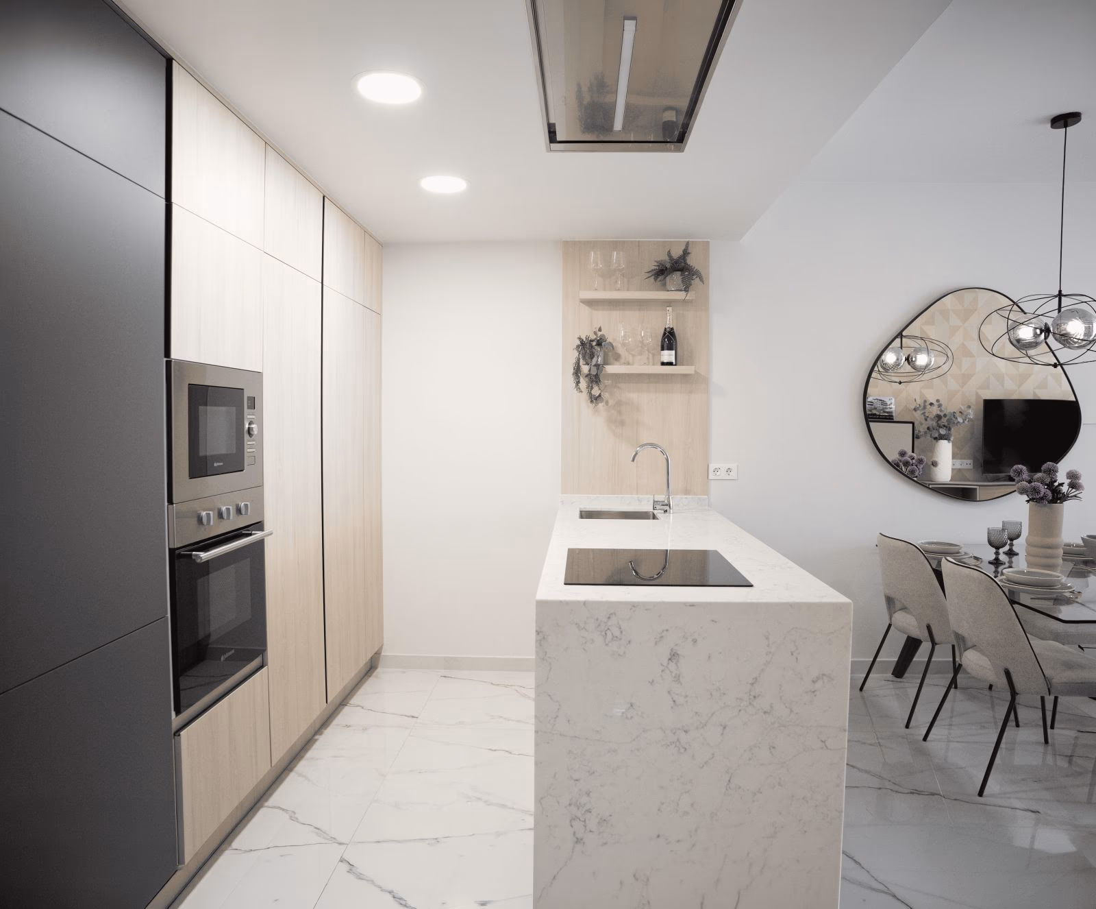 Fully fitted kitchen with a dining area