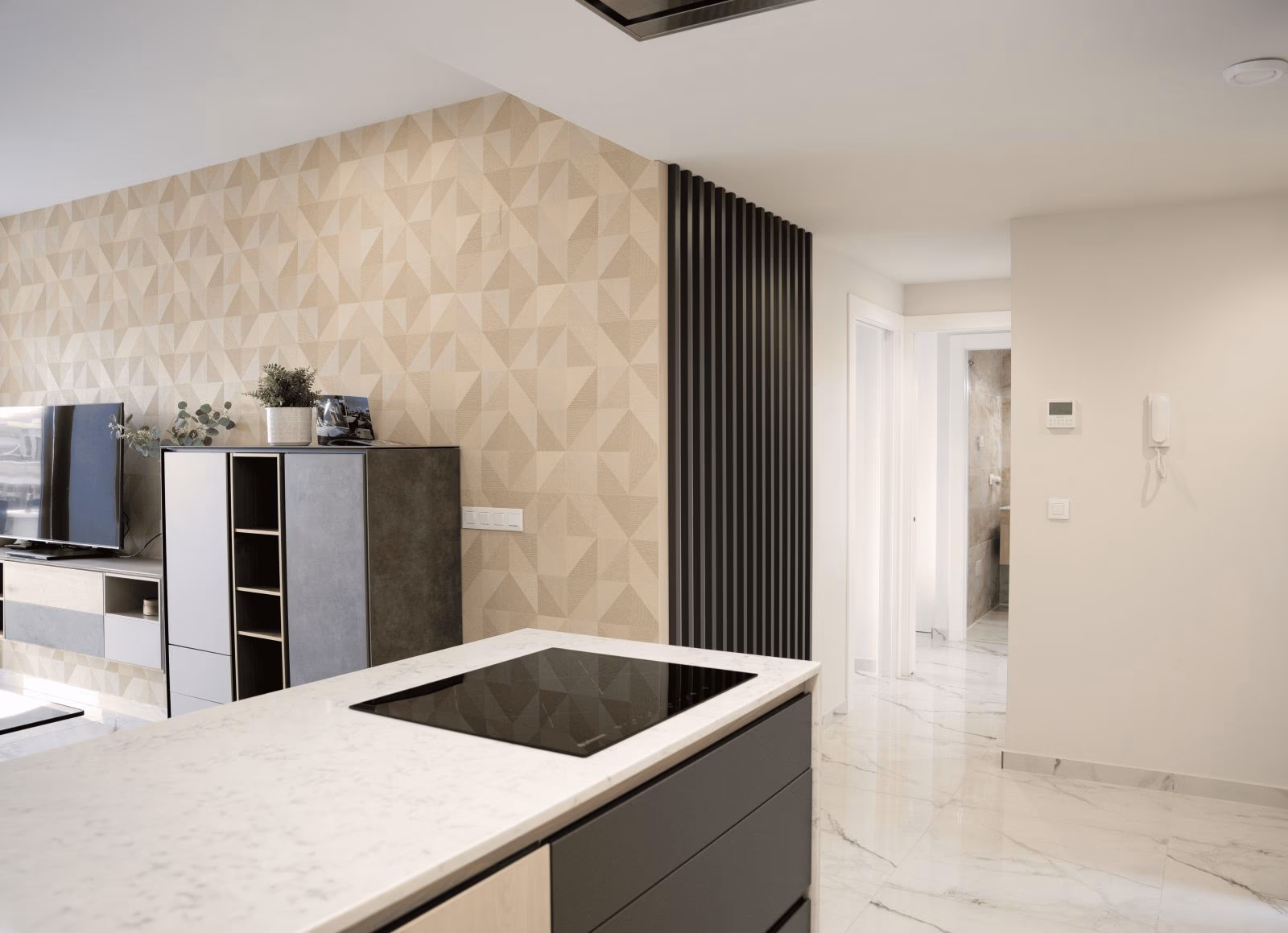 Modern kitchen with integrated appliances