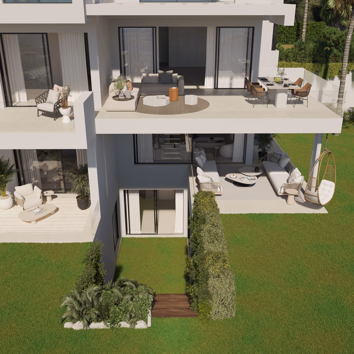 Garden duplex opening onto the lawn