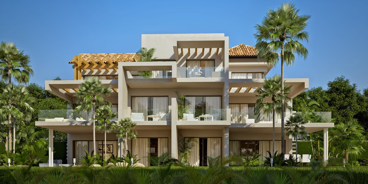 Pergola facades among the palms
