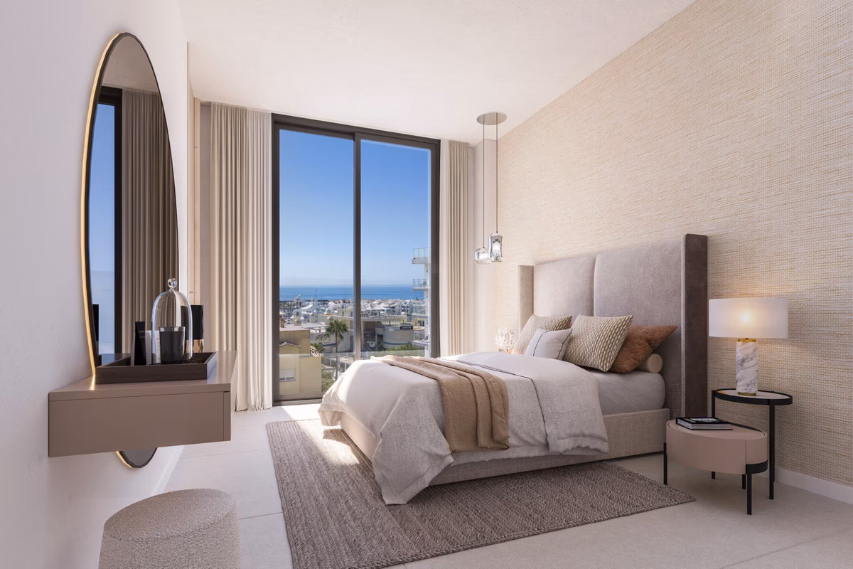 Bedroom with terrace and sea view at Marina Golden Bay
