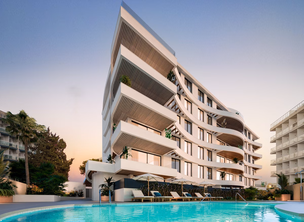 Communal pool and gardens at Marina Golden Bay