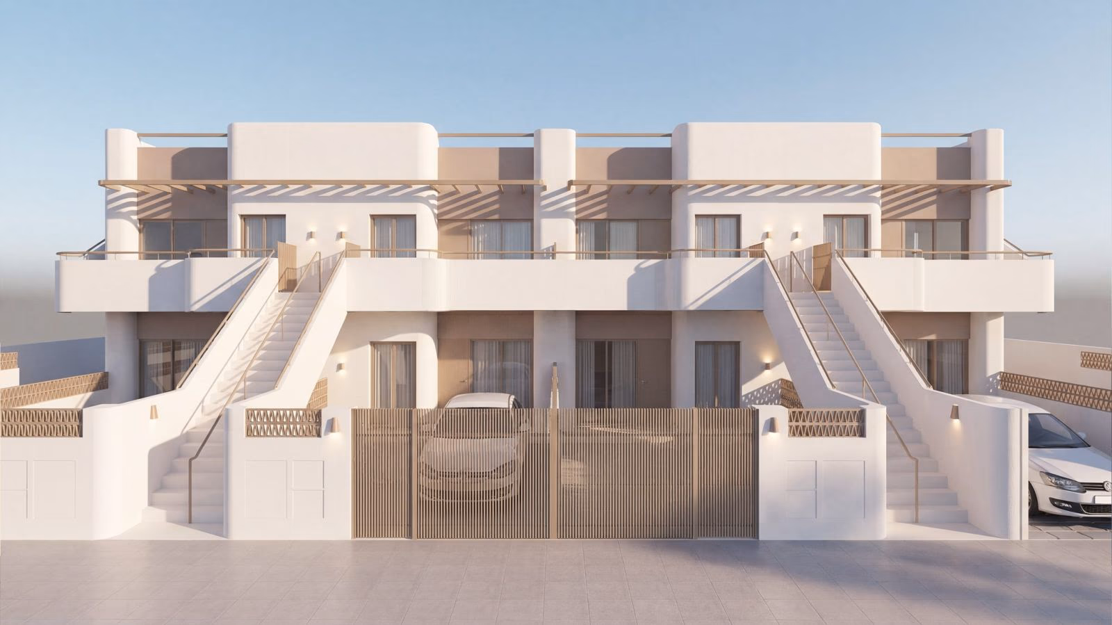 Facade of the Marvic IV maisonettes with external stairs