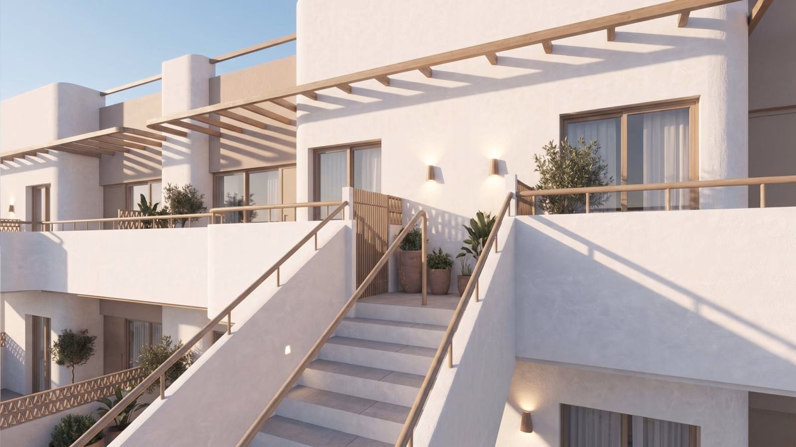 External staircases leading to the upper maisonettes