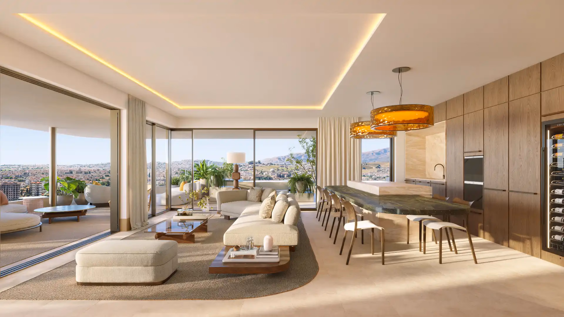 Rooftop terrace with a dining area and panoramic views at NAVEN