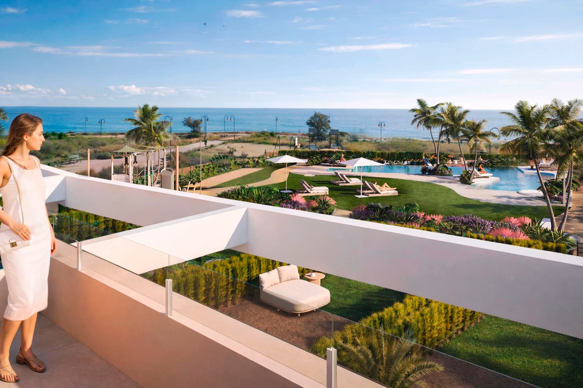 Private rooftop solarium with panoramic sea views at a NJOY SHORE villa