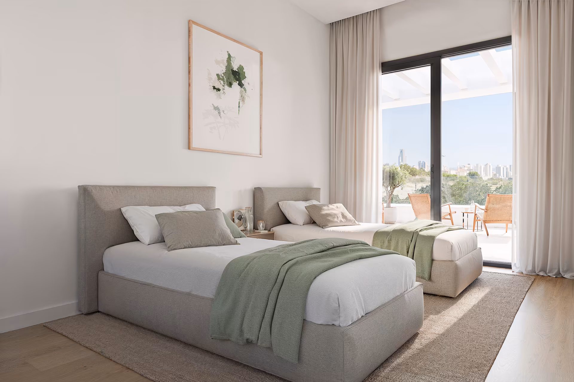 Helles Schlafzimmer mit Terrassenzugang