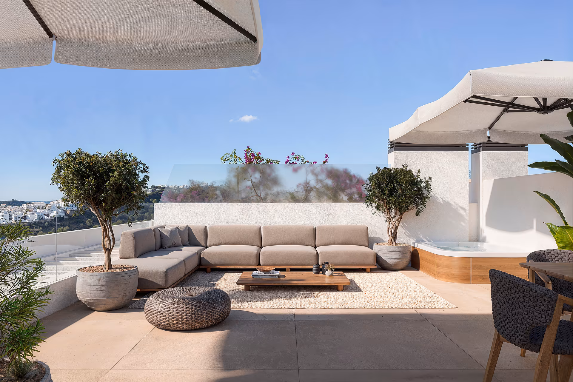 Moderne Blöcke inmitten von Gärten