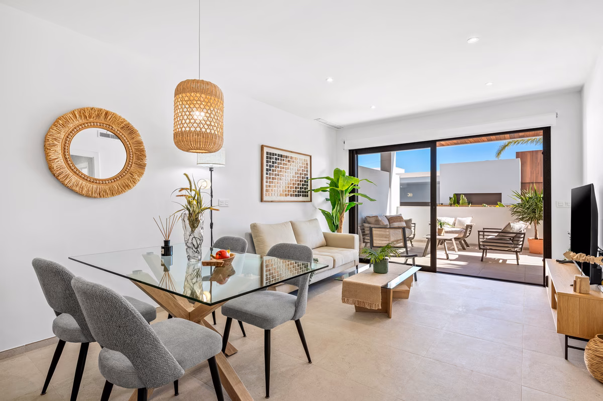Living and dining area opening to the terrace