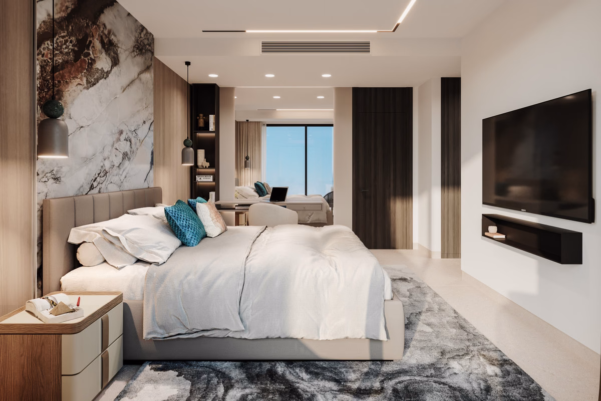 Main bedroom with terrace access in a Serenity Hills townhouse