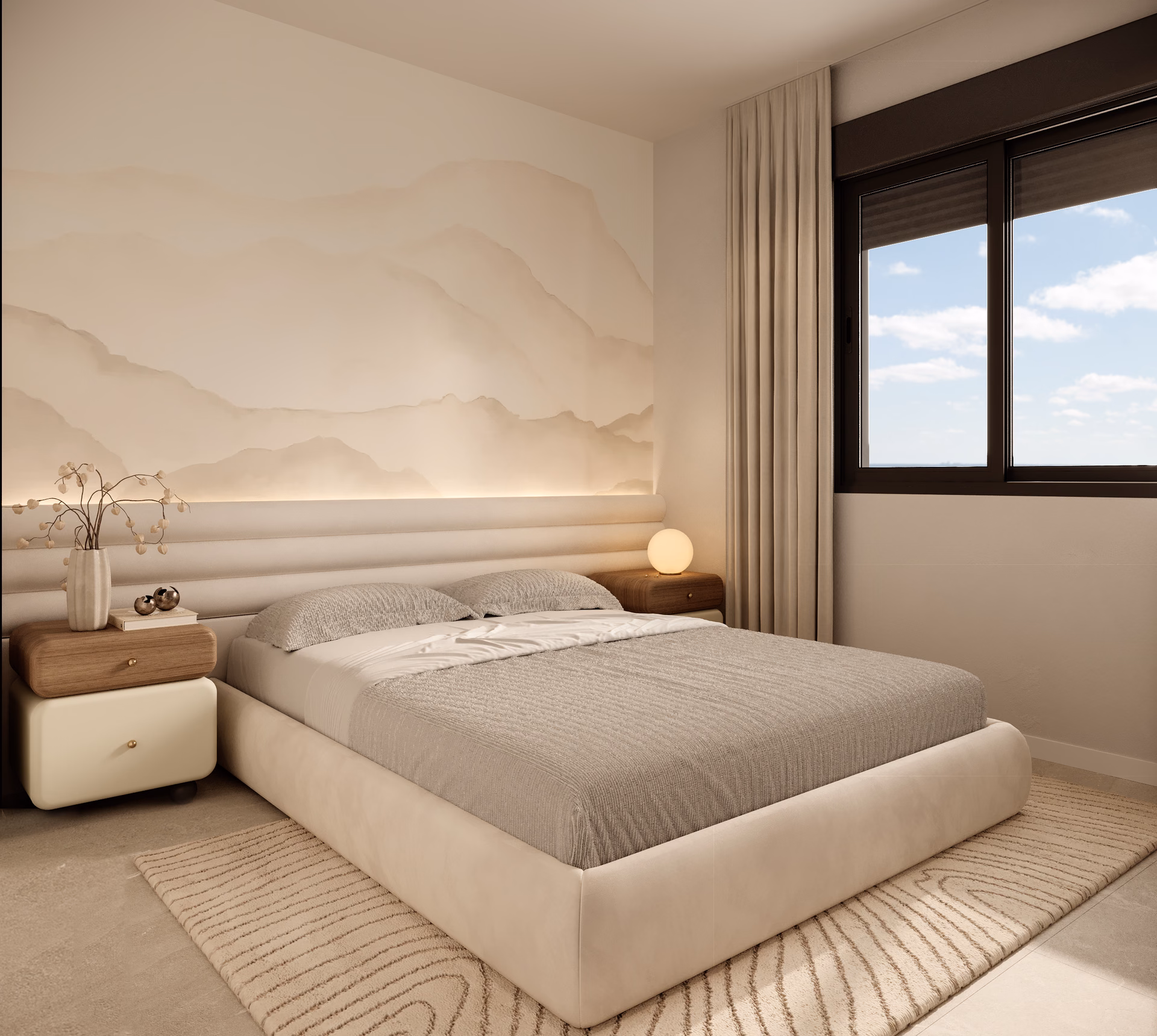 Interior render: guest bedroom