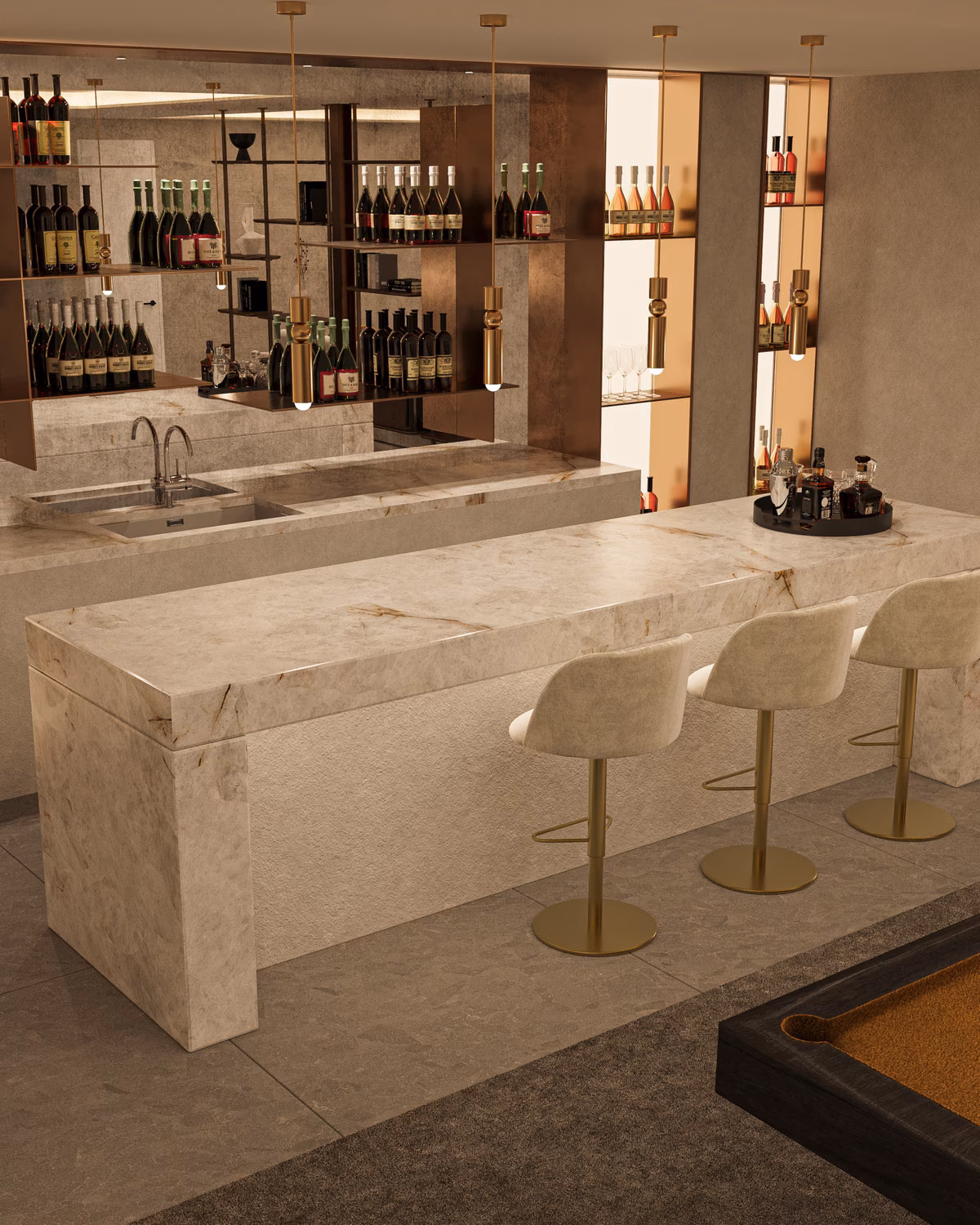 Bar counter with stools in a Sotomar villa