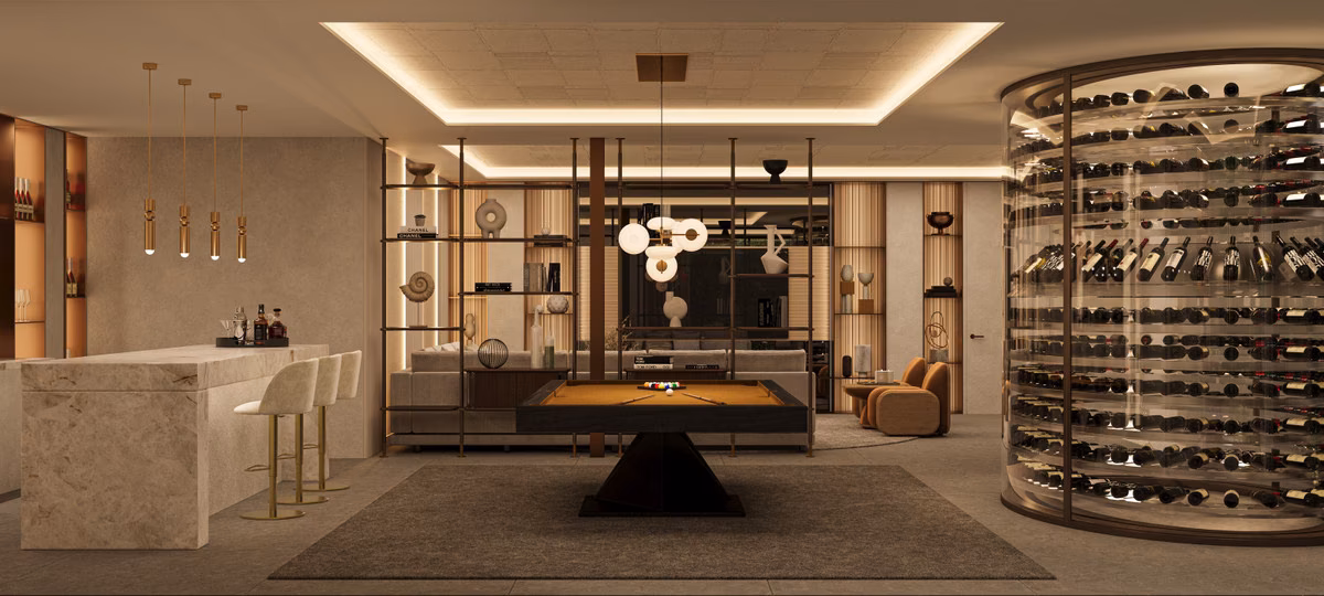 Bar, billiard table and round wine cellar in a Sotomar villa