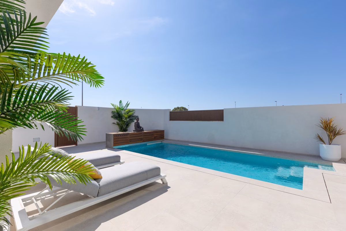 Private pool and patio of a villa