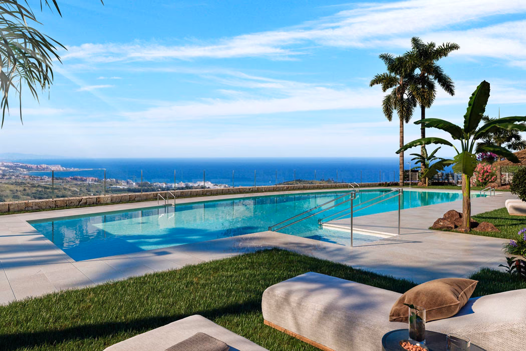Pool deck with a sea view over the coast