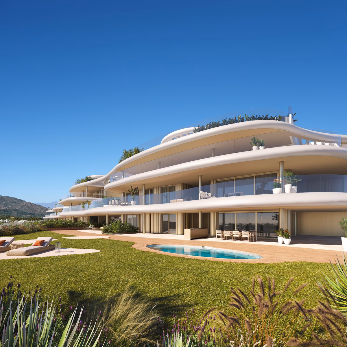 Rez-de-jardin avec pelouse et piscine privée