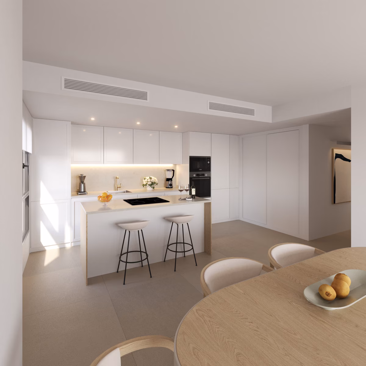 Kitchen and dining area in a Torre Biznaga apartment