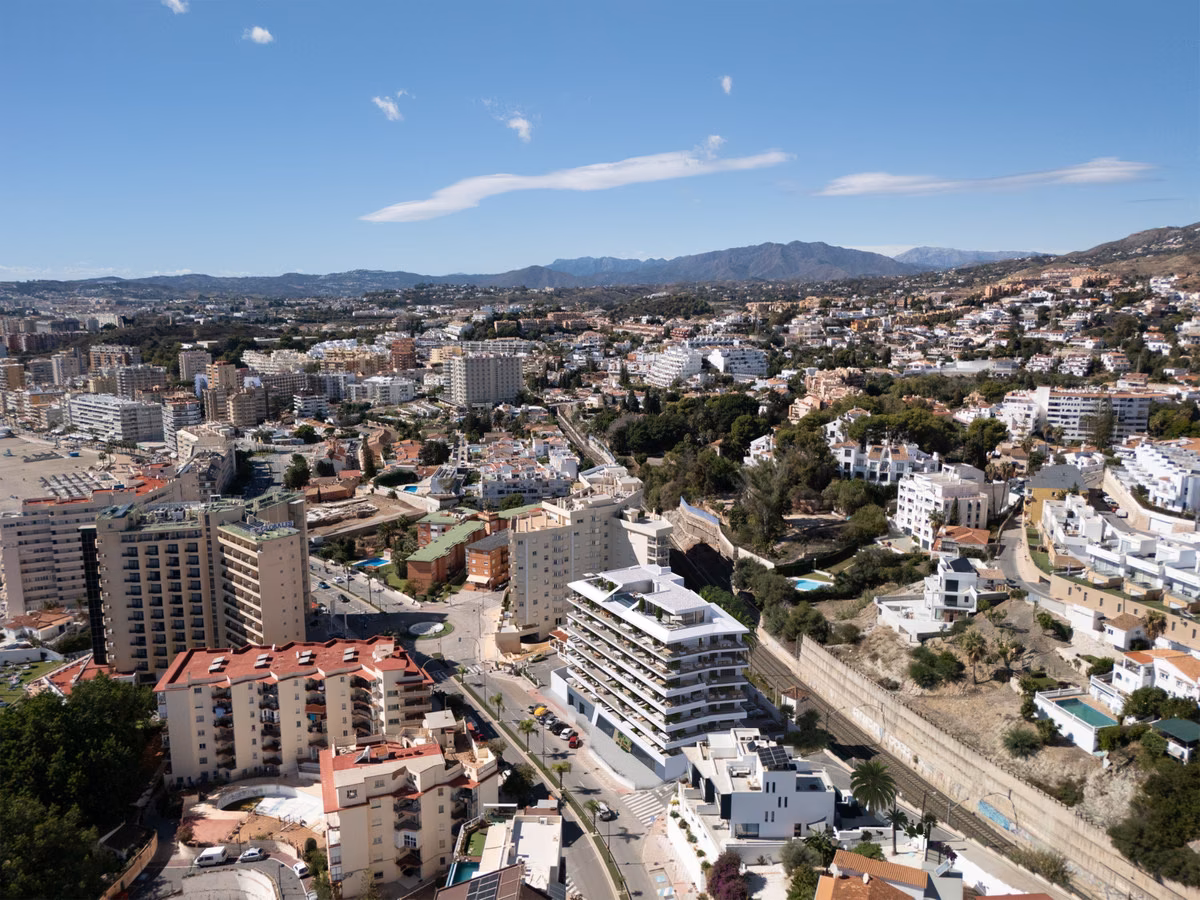 Aerial view of Fuengirola and the surrounding hills