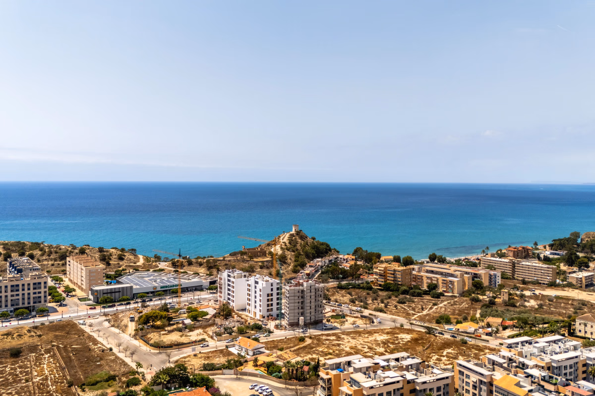 Aerial view of the Villajoyosa coastline, Costa Blanca