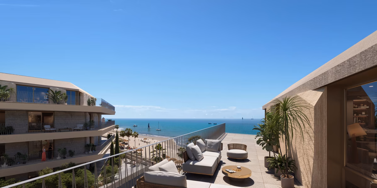 Terrasse mit Meerblick und Loungebereich